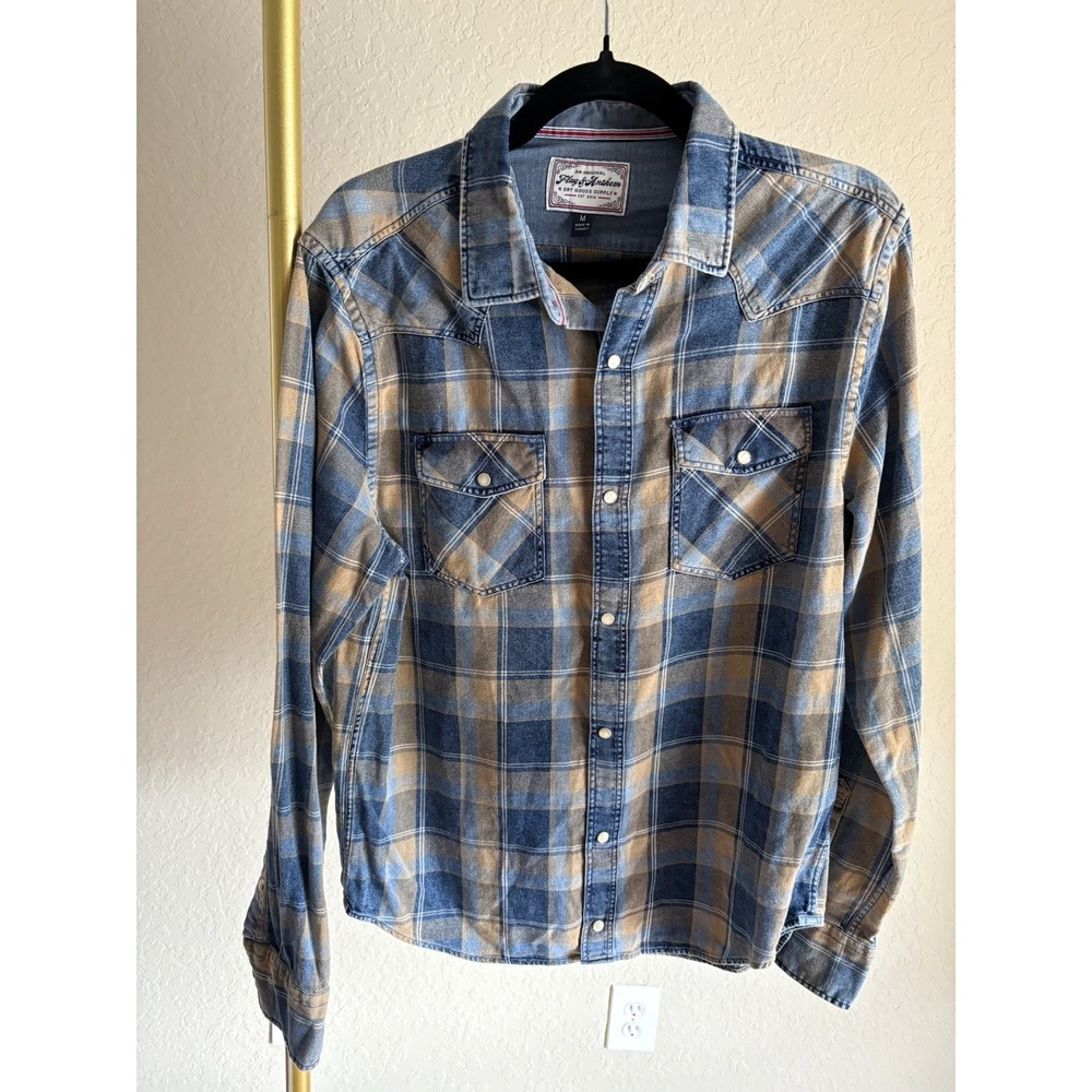 Flag & Anthem Women's Cotton Western Plaid Pearl Snap Shirt Size M Cowgirl Ranch
